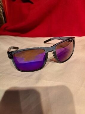Men's Polarized Blue Frame Sunglasses with Purple Mirrored Lenses
